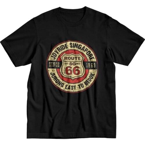 Retro Grunge Historic Route 66 T Shirt for Men Soft Cotton Tshirt Urban Tees Short Sleeved America Highway Mother Road T-shirts