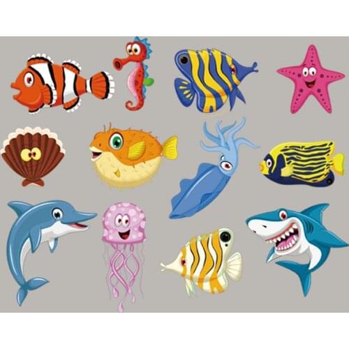 Colors Fish Set Sticker On Clothes Iron Diy Vinyl Fashion Tops Heat Transfer Appliqued Appliques On Clothes