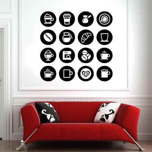 Coffee Bread Drink Wall Decal Sign Cafe Snack Bar Bakery Interior Decor Wallpaper Fridge Door Window Vinyl Sticker Art Logo E166