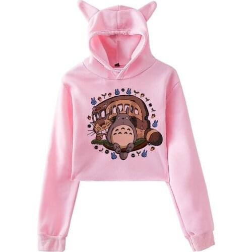 New Spring Totoro Hoodie Kawaii Women Cute Totoro Print Hoodies Women Harajuku Long Sleeve Hooded Printting Sweatshirts Tops
