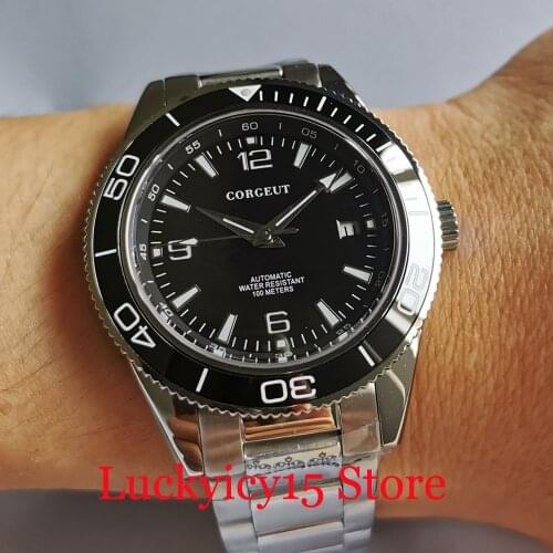 CORGEUT Business Automatic Men Wristwatch New Sapphire Glass MIYOTA 8215 Movement Mental band