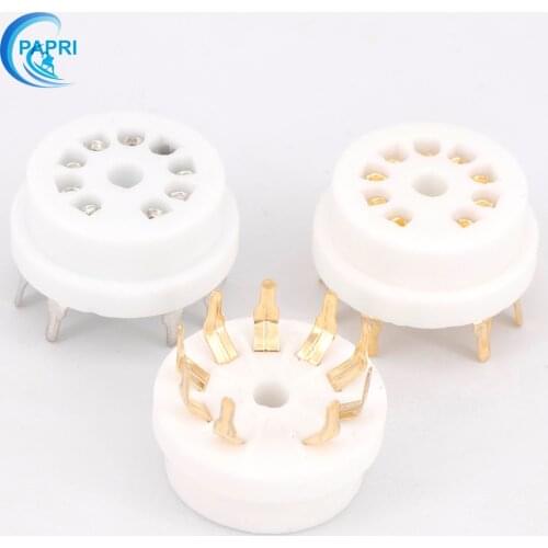 PAPRI 10PCSCeramic Silver B9A 9Pin Vacuum Tube Sockets PCB Mount Home Amplifier For 6922 6DJ8 12AU7 ECC81 EF86 EL84 12AT7 Etc