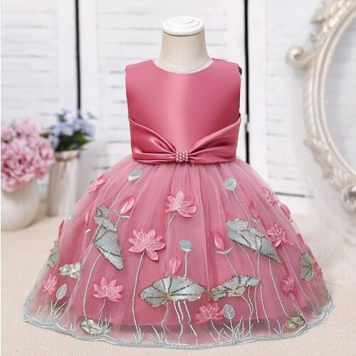 Baby Girl Dresses Lace Embroidered Flower Princess Vestido Child Girl Wedding Dress Kids Clothes Newborn Birthday Party Costumes