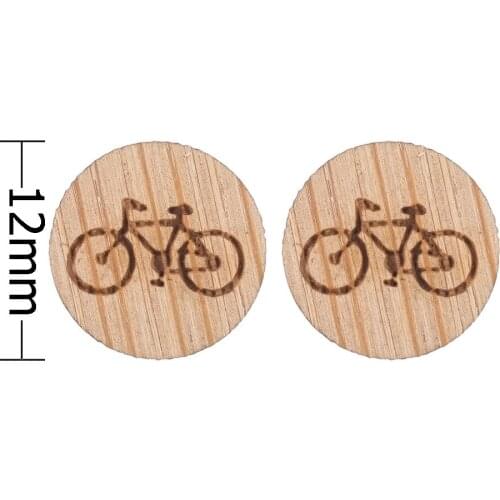 Daisies Cute Bicycle Shape Wooden Stud Earrings Bike spinning Earring Studs For Women Men Jewelry Girl Couple Bijoux Femme