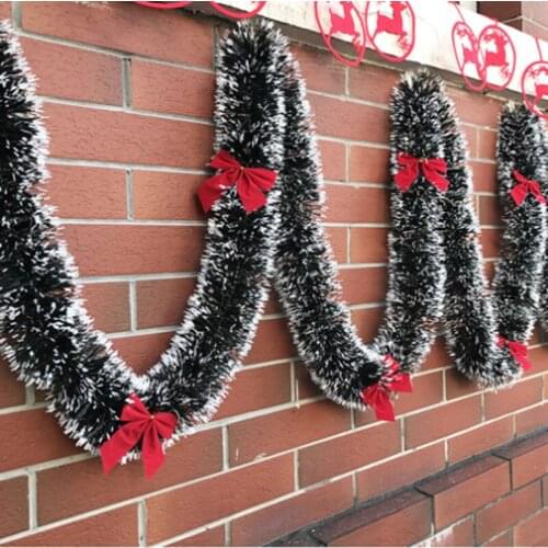 Dropship 2M Christmas Garland Home Party Wall Door Decor Christmas Tree Ornaments Tinsel Strips with Bowknot Party Supplies
