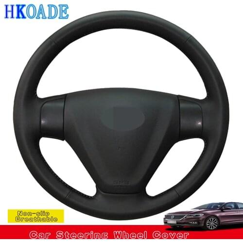 DIY Hand-stitched Black Artificial Leather Steering Wheel Cover For Hyundai Accent 2006-2011 Getz 2005 Kia Rio Rio5 2006-2009