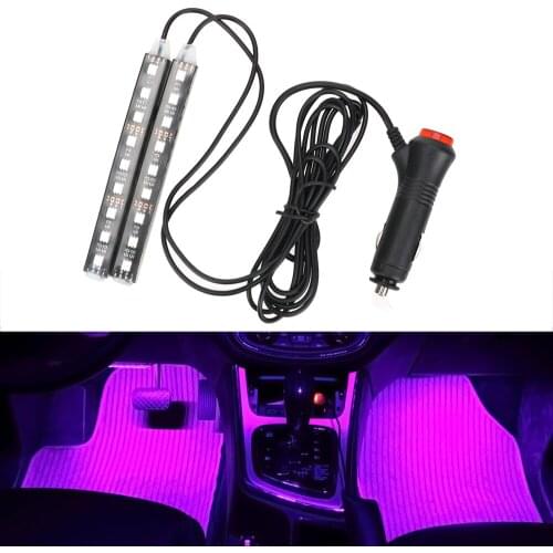 Cigarette Lighter Adapter Auto Atmosphere Lamps Car-Styling 2pcs Car LED Dash Floor Foot Strip Light Interior Decorative Lamp