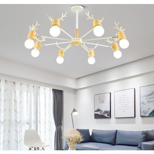 Nordic modern personality creative deer head household living room lamps fashion bedroom iron restaurant ceiling lamps LX102714