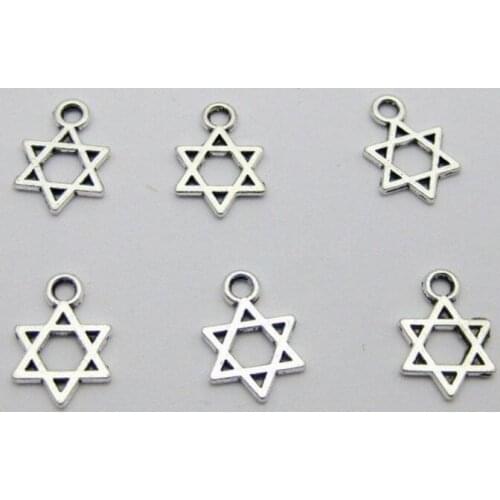 Vintage Silver Pentagram Star of David Kabbalah Charms Pendants For Bracelet Necklace Fashion Jewelry Making Accessories 13x9mm