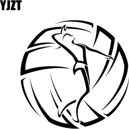 YJZT 13.2*13.2CM Volleyball Sport Girl Ball Logotype Decor Car Sticker Vinyl High Quality Black Silver C20-0055