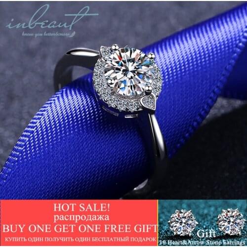 Inbeaut 925 Sterling Silver Romantic Heart Excellent Cut 0.8 ct Pass Diamond Test D Moissanite Ring Women Party Rings Jewelry