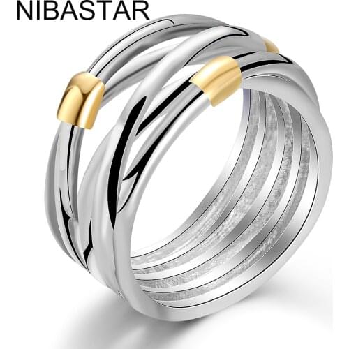 Womens Multi Layer Cross Gold-Color Ring Fashion Bijoux Elegant Stainless Steel Jewelry Bijoux Finger Rings Wholesale
