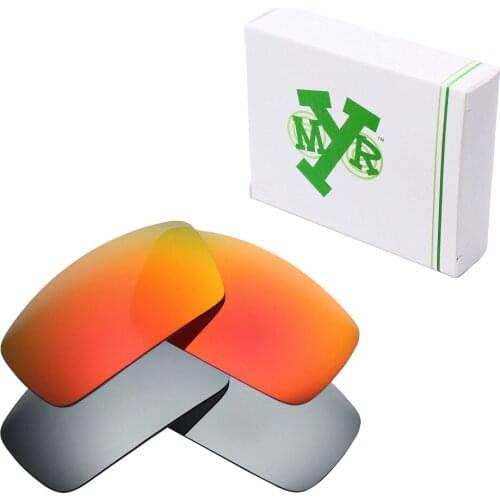 2 Pairs Mryok POLARIZED Replacement Lenses for Oakley Canteen 2006 Sunglasses Silver Titanium & Fire Red