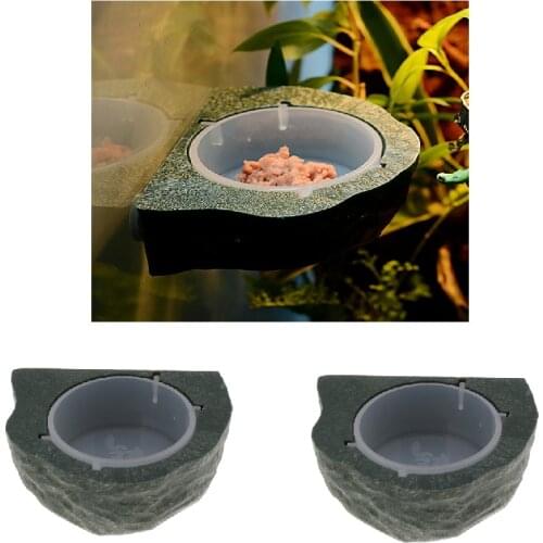 2pcs Mini Magnet Gecko Feeder Ledge Reptile Terrarium Decorative Feeding Bowl