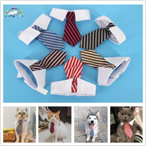 3PCS Pet Dog Striped Tie collar Cat Bow Cute Dog Necktie Wedding Adjustable Puppy Red Blue Khaki free shipping
