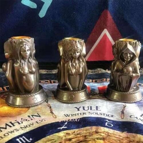 3-Faced Goddess Candle Silicone Mold Magic Divination Ceremony Altar Candle Holder Crystal Table Vase Decoration Silicone Mold