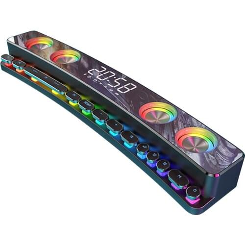 SH39 Wireless Bluetooth Speaker BT5.0 HiFi Sound Stereo Music Player Clock 3D Stereo Bass Surround Sound Box Speaker 3600mAh