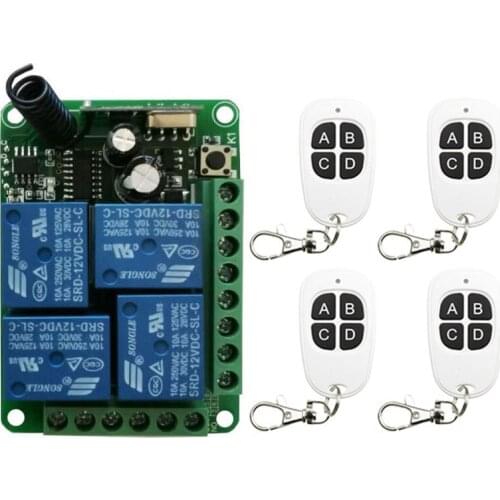 DC12V 24V 4CH 4 CH Wireless RF Remote Control Light Switch 10A Relay Output Radio Receiver Module+ Transmitter