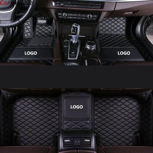 Black Blue Leather car floor mat For ssangyong kyron actyon sport korando rodius rexton Chairman tivolan rug carpets accessories