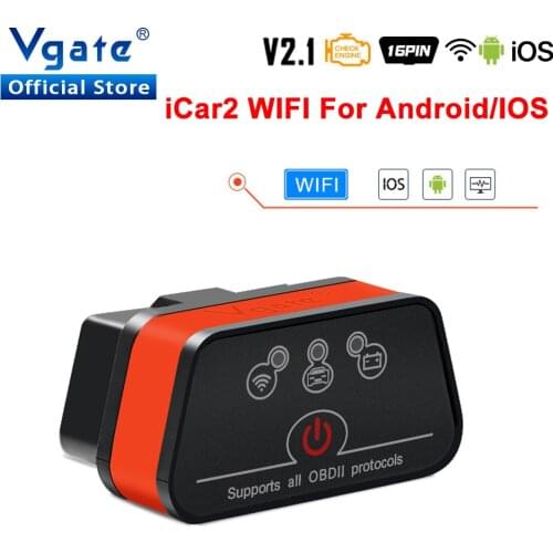 Vgate obd2 ELM327 icar2 Diagnostic tool WIFI Mini Car Scanner elm 327 V2.1 WIFI Auto Adapter for IOS/android OBD 2 code reader