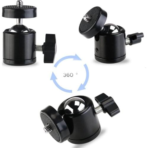 Gosear Adjustable Angle Mini Ball Head 1/4 Tripod Screw Head Hot Shoe Mount Adapter for DSLR Camera Camcorder LED Video Light
