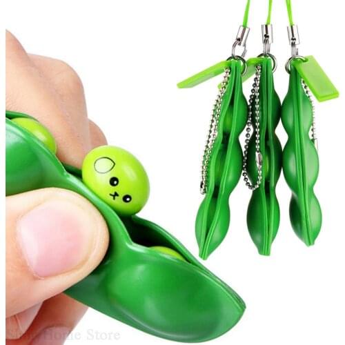 Fidget Toys Decompression Edamame Toys Squishy Squeeze Peas Beans Keychain Cute Stress Adult Toy Rubber Boys Anti Stress