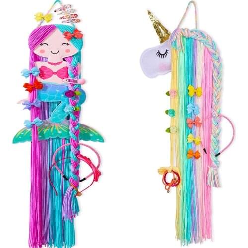 Colorful Unicorn Storage Decor Hanger Hanging Wall Headwear Organizing Strip Cute Clips Hair Clip Hairband Organiz Girl
