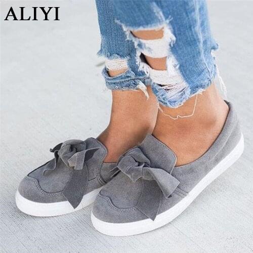 New Bowknot Sneakers Women 2021 Sweet Slip On Comfortable Ladies Casual Shoes Home Outdoor Female Large-Sized Flat Loafers