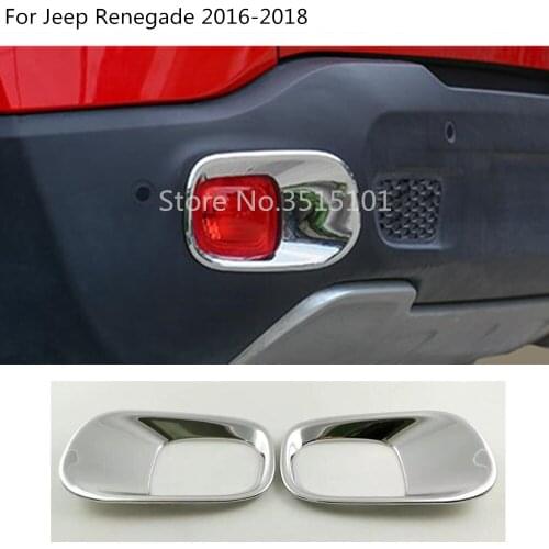 Car Body ABS Chrome Cover Trim Back Tail Rear Fog Light Lamp Frame Stick Parts 2pcs For Jeep Renegade 2016 2017 2018 2019 2020
