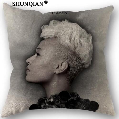 Linen Cotton Pillowcase Emeli Sande Pillow Cover Home Textiles Decorative Pillowcase Customize Gift 45x45cm one side
