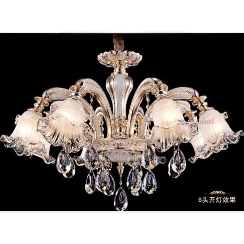 Chandeliers LED K9 crystal Kirsite Luxurious Lampshade down 90-265V lamp 6/8/10 Heads free shopping