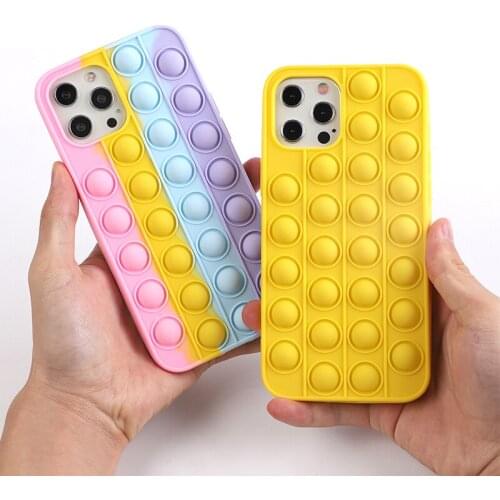 Fashion Rainbow Color Shockproof Silicone Case For iPhone 11 12 Pro Max 7 8 Plus X XR XS Max 5 5S 6 6S Back Cover Reliver Stress