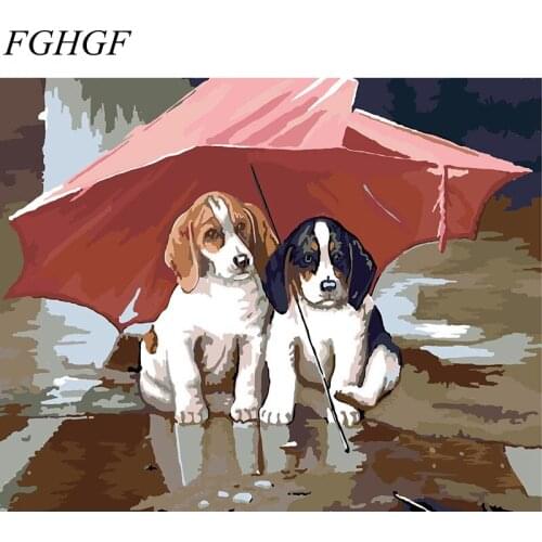 Frameless pictures Digital oil painting decorative pictures hand painted Dogs canvas painting by numbers 40cm*50cm