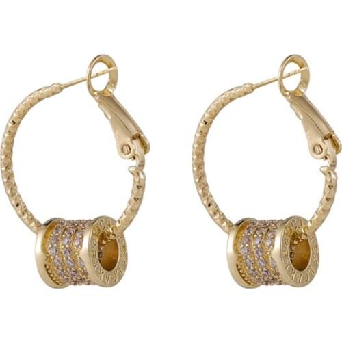 2021 New Fashion Geometric Earrings Full Crystal Hook Earring Dangle for Women Summer Vintage Letter Luxury Ear Piecing Jewelry