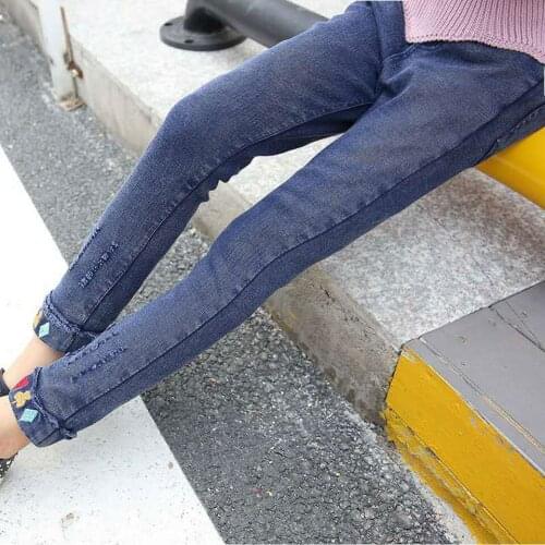 New Arrival 2019 Spring Autumn Winter Childrens Denim Trousers Toddler Kids Long Pants Baby Girls Casual Jeans Pants For 4-13