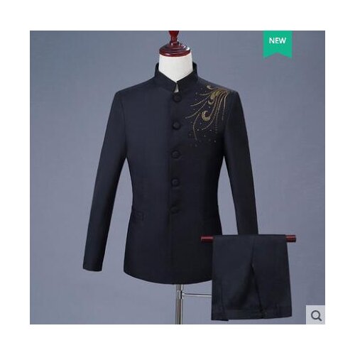 New arrival stand collar slim Chinese tunic suit men suit set with pants mens wedding suits formal dress mens groom suit + pant