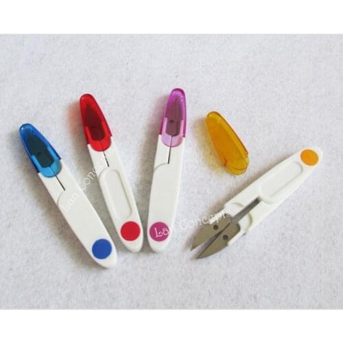 Thread Cutter Scissors with Plastic Cover Tailor Sewing Tool for DIY craftwork - 30pcs/lot mixed colors free shipping