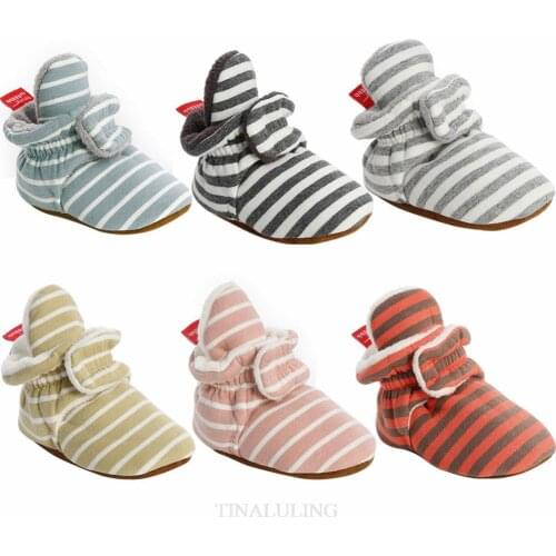 Baby First Walkers Shoes Fashion Girls Boys Non-slip Toddler Floor Shoes Multicolor Striped Printed Cotton Shoes For Newborns