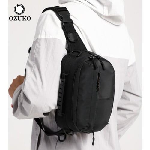 OZUKO Fashion Men Waist Bag Chest Pack Male Outdoor Waterproof Sports Crossbody Bag Travel Belt Fanny Pack Phone Pouch
