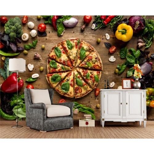 Papel de parede Fast food Pizza Vegetables Food 3d wallpaper,living room kitchen fast food shop cafe restaurant KTV bar murals