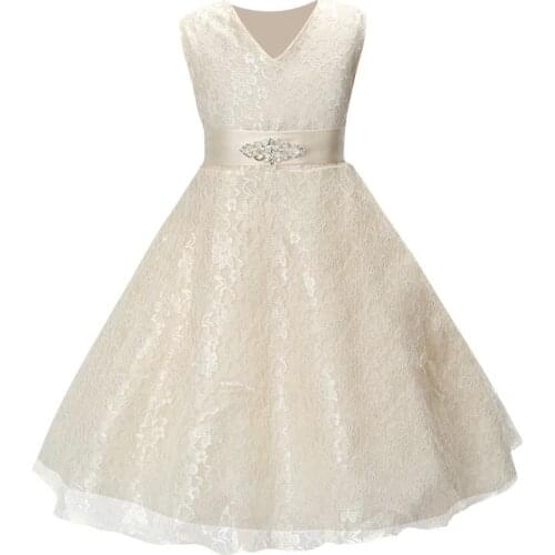 Summer Fashion Children Girls Dress Formal Girls Dress Lace Kids Princess Dresses Sleeveless Wedding Party Dresses 4-12 Years