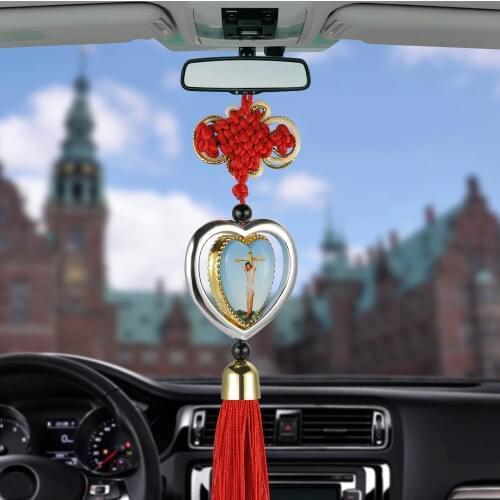 Car Pendant Jesus Cross Virgin Mary Picture Hanging Ornament Christian Automobiles Interior Decor Suspension Trim Accessories