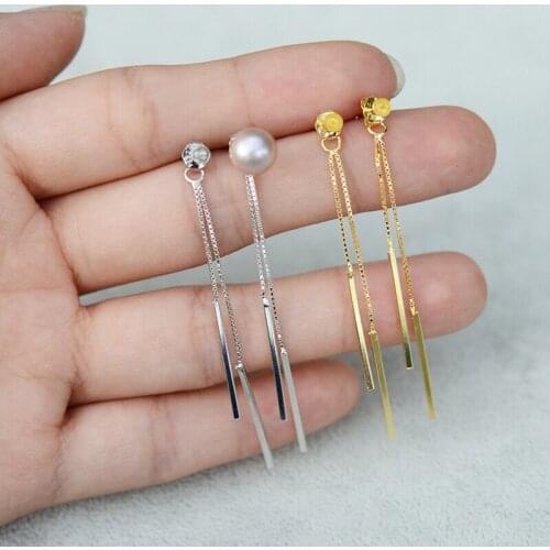 New Fashion 925 Sterling Silver Earrings Findings Mountings Settings Jewelry Parts Fittings for Coral Jade Agate Beads Crystal