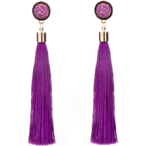 New Fashion Boho Bohemian 8 color Long Tassel Earrings For Women Girls Unique Rose Flower Dangling Earrings Female Jewelry