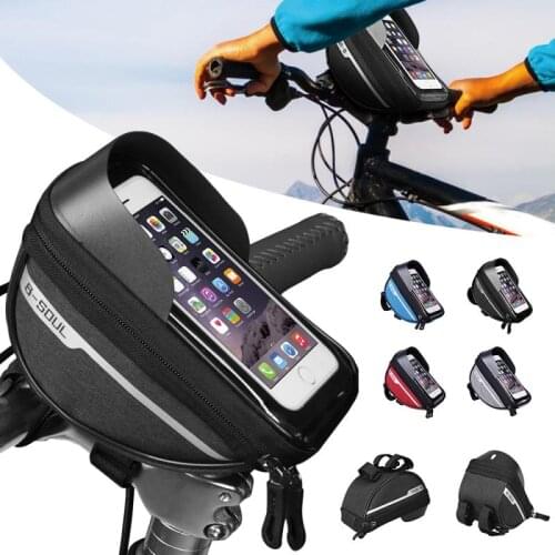 B-SOUL Bicycle Bike Bags MTB Head Tube Handlebar Touchscreen Rainproof Top Tube Bag Cell Phone Bag Case Holder Bike Accessories
