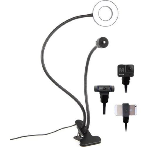 3.5 Inch LED Ring Fill Lamp 4/1 Head Style Selfie Beauty Light Live Streaming Photography Lights With Flexible Long Arm Stand