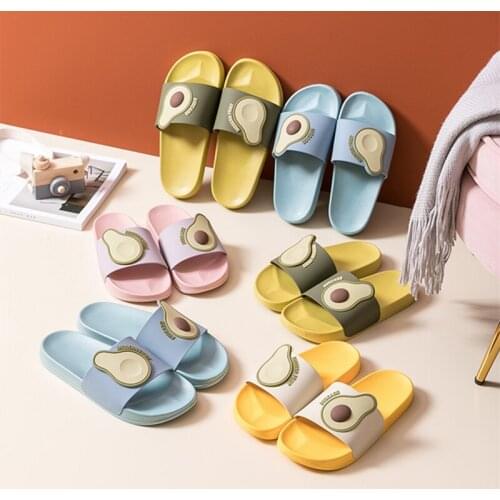 Kawaii Women Slippers Summer Home Fruit Women Slippers Cute Cartoon Avocado Non-Slip Bathroom PVC Slippers Slides Couple Shoes
