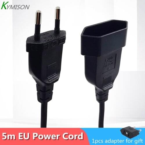 5m European Russia Male to Female Power Extension Cord, EU 2 Prong VDE Certificated Copper Cable For PC Computer PDU UPS