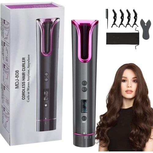 USB Wireless Automatic Hair Curler LCD Display Temperature Curly Spiral Crimper Crimping Waver Hair Iron Wand Roller Rotating