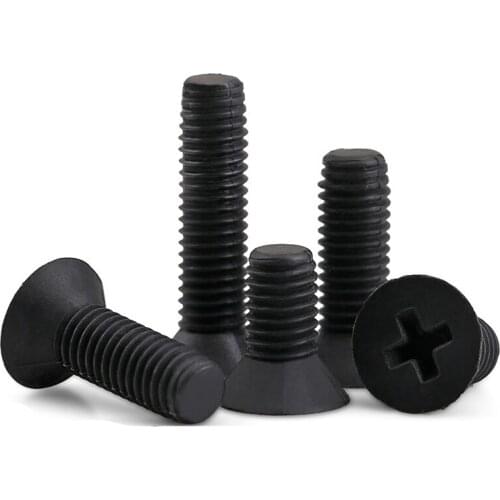 1000pcs M3 Cross countersunk head nylon screw M3*6/8/10/12/15/20mm Black Plastic Flat head screw bolts with Nylon Hex Nut